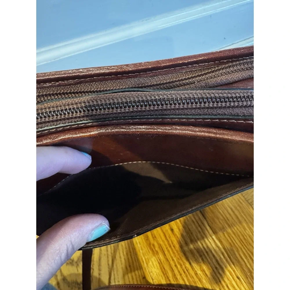 Vintage Etienne Aigner Checkerboard Weave Leather Crossbody Purse Brown Boxy Bag